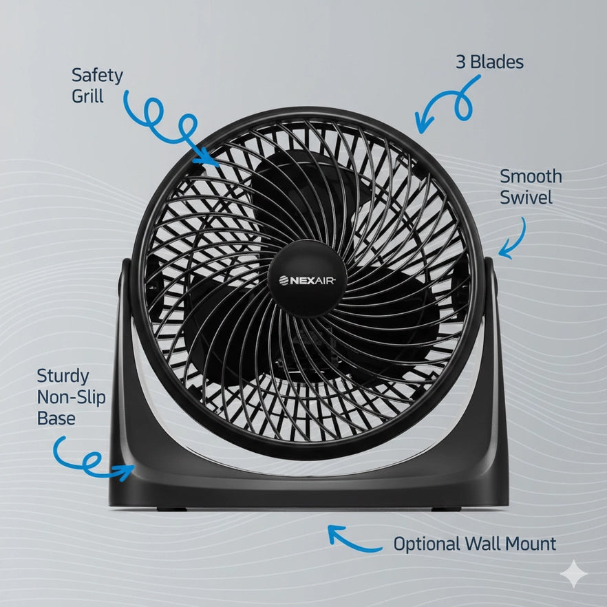 NEXAIR Classic 8-Inch Turbo Force Air Circulator Fan