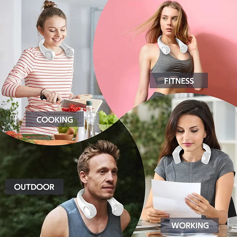 Gullee Gadgets 3-Speed Wearable Neck Fan – Hands-Free Personal Cooling